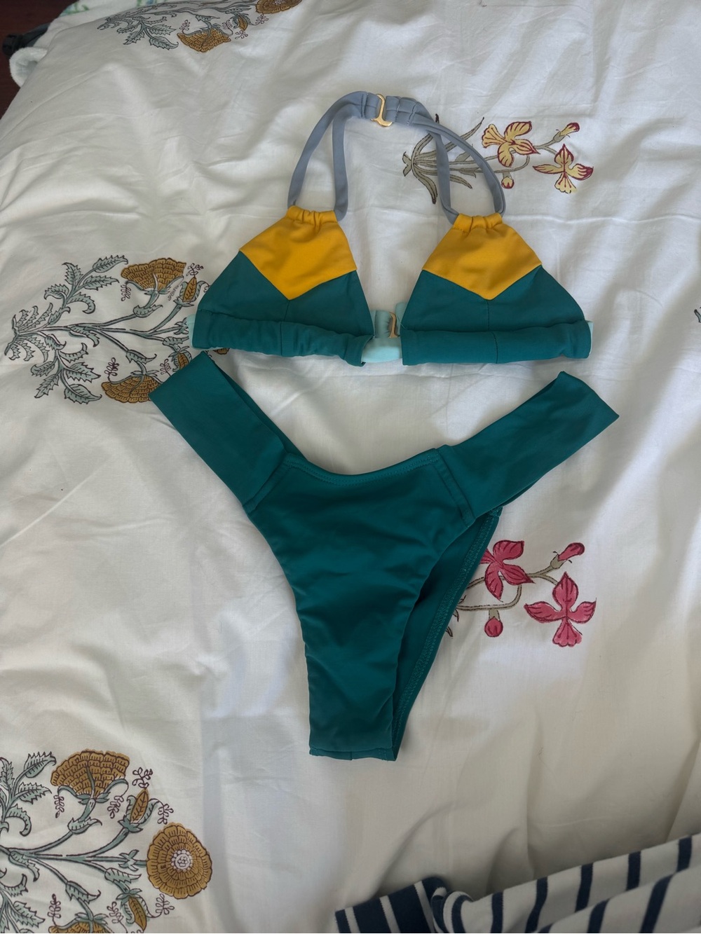 Montce Teal and Mustard Triangle Bikini